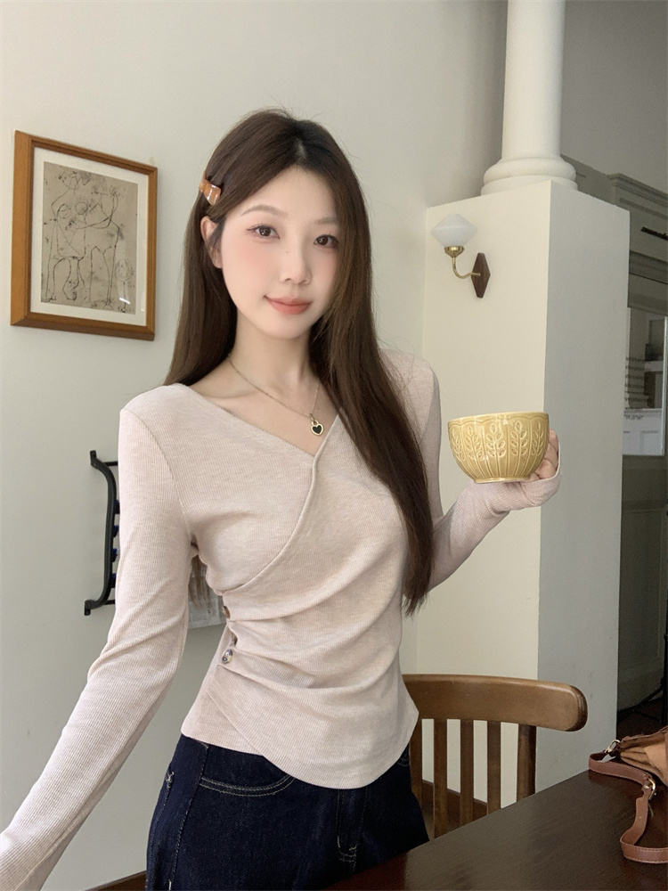 2026 Spring New Solid Color Slim Fit Long Sleeve Top