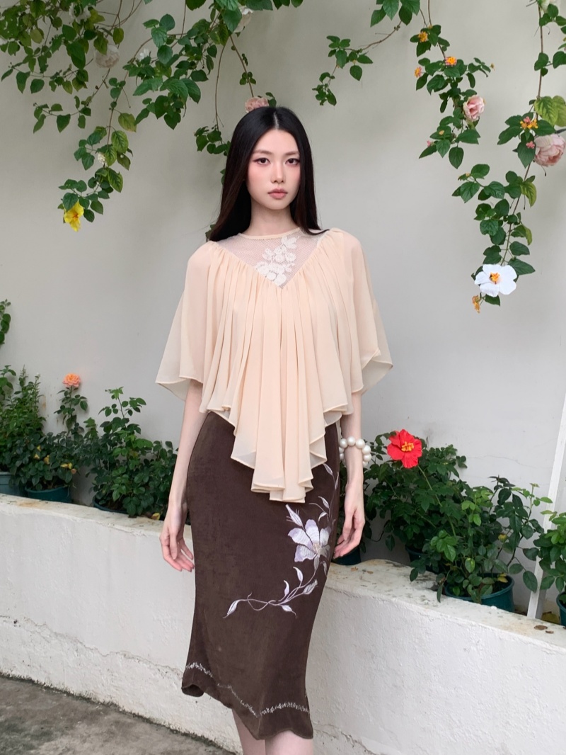 Cloud Lace Cape Chiffon Top