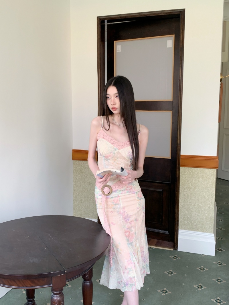 Elegant Lace Trim Tube Dress Fishtail Cami Dress Set for Women - Image 4