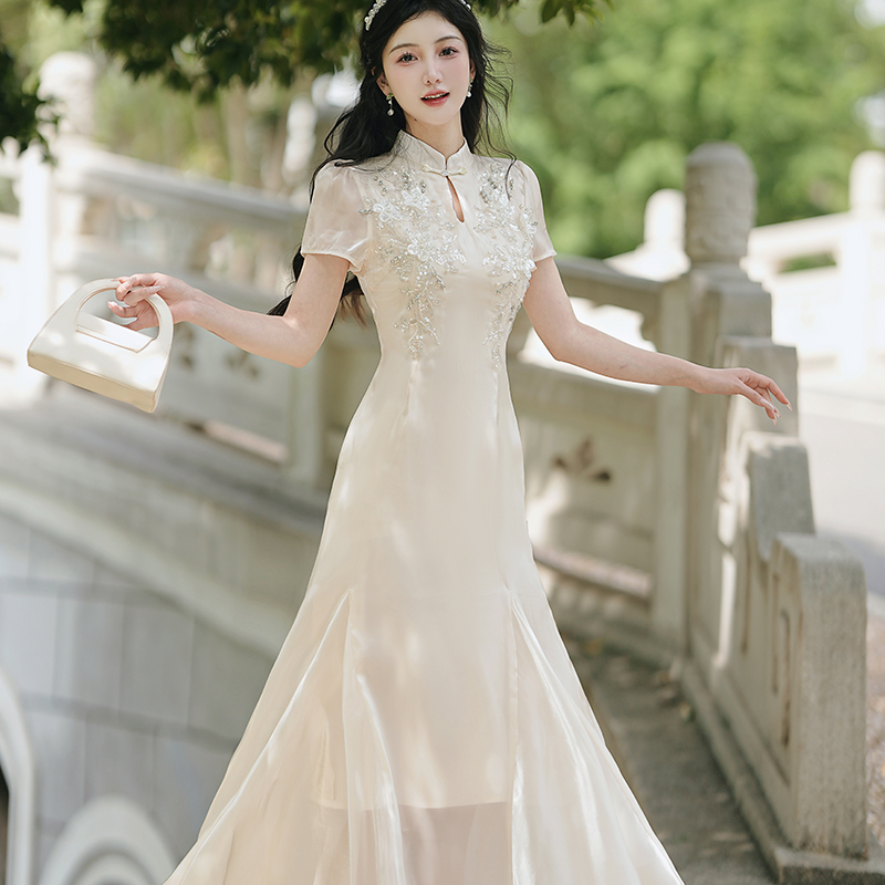 New Chinese Style Embroidered Beaded Qipao Dress for Young Women – Style 80aa5f