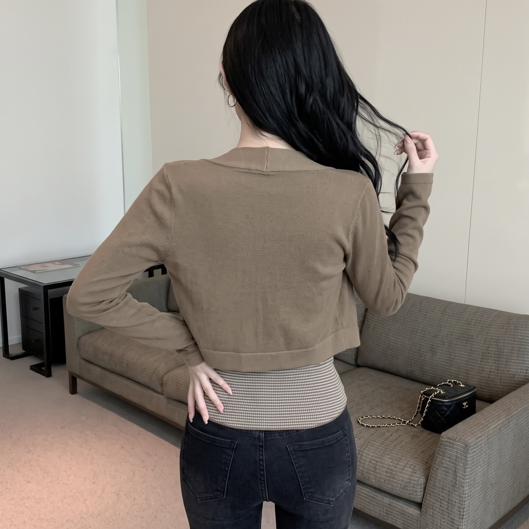 Women's Striped Off-Shoulder Two-Piece Knit Top Early Autumn Long Sleeve - Image 5