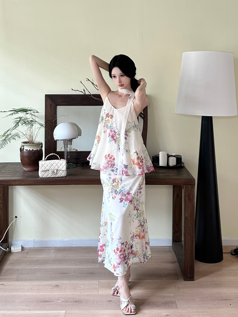 Women’s Summer Floral Print Cami and Skirt Two-Piece Set